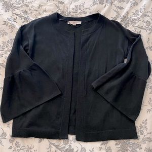 Black cropped bell-sleeve cardigan